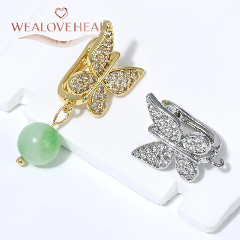 schmuckherstellung zubehör, Niedliche 18K vergoldete Messing-Ohrringhaken mit funkelndem Schmetterling, Pavé-CZ-Ohrdrahtverschlüsse für DIY-Schmuckherstellung – Detail 16