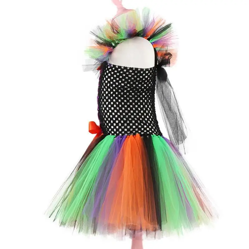 Witch Costume For Girls Spooky Evil Witch Costume Kids Cosplay Outfits Girls Tutu Dress For 3-11 Years Old Girl Toddler Kid