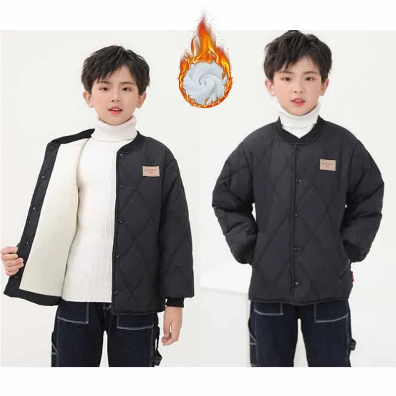 Boys' Cotton Clothes Girls' Fleece Down Jackets Winter Warm Coats Children's Autumn Long-Sleeved Outerwear New Kids Fashion Tops