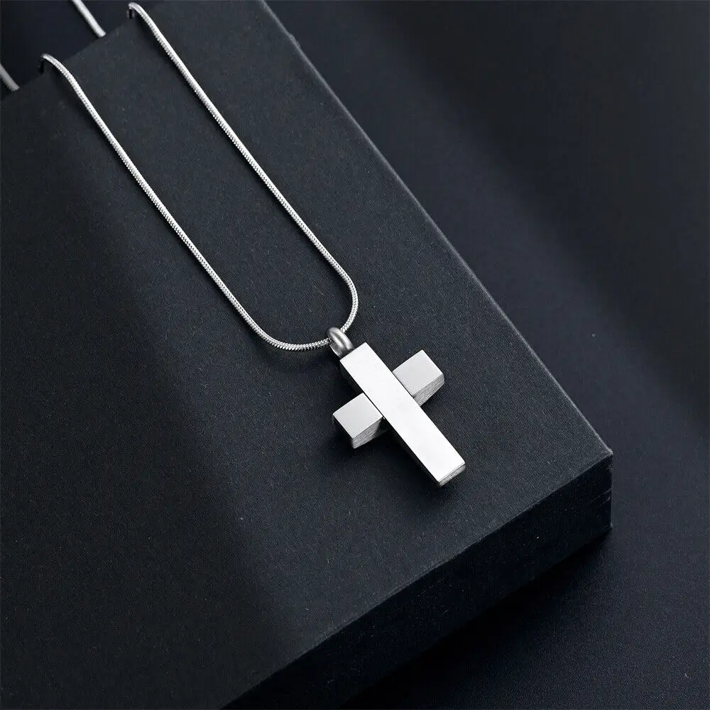 Cross Urn Necklace,Silver Ashes Cremation Locket,Cremation Jewelry Keepsake,Pendant Memorial