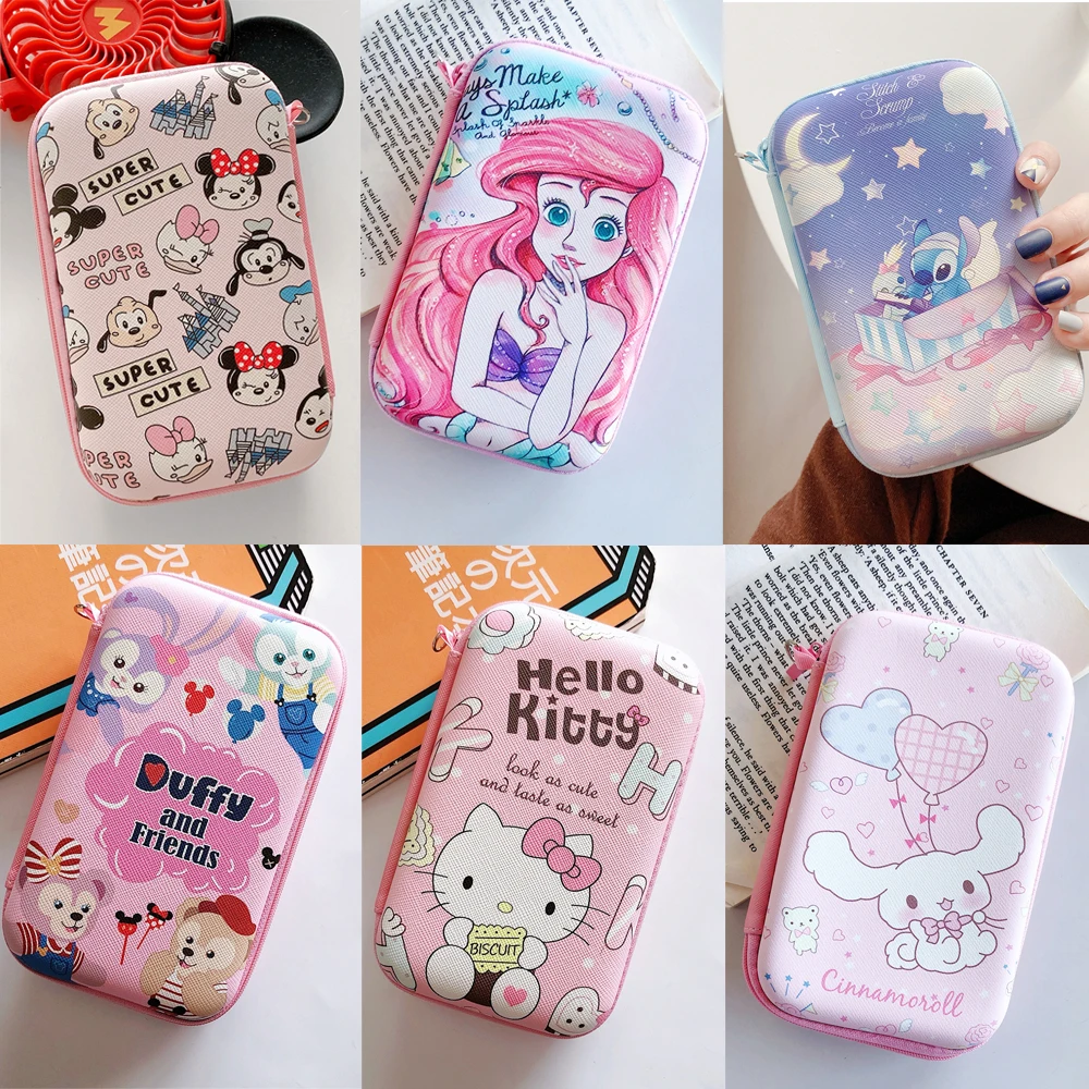 10cm*16.2cm Zipper Bag For Earphone Cable Power Bank Storage Box Cartoon Sanrio Disney Pattern Carry Case Cover