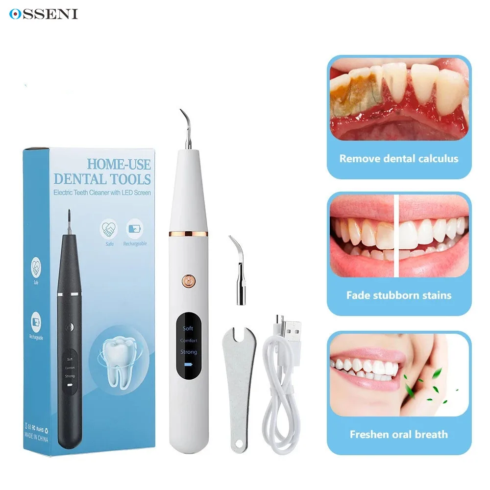 Electric Dental Scaler Ultrasonic Irrigator Calculus Oral Tartar Remover Tooth Stain Cleaner LED Teeth Whitening Cleaning Tools