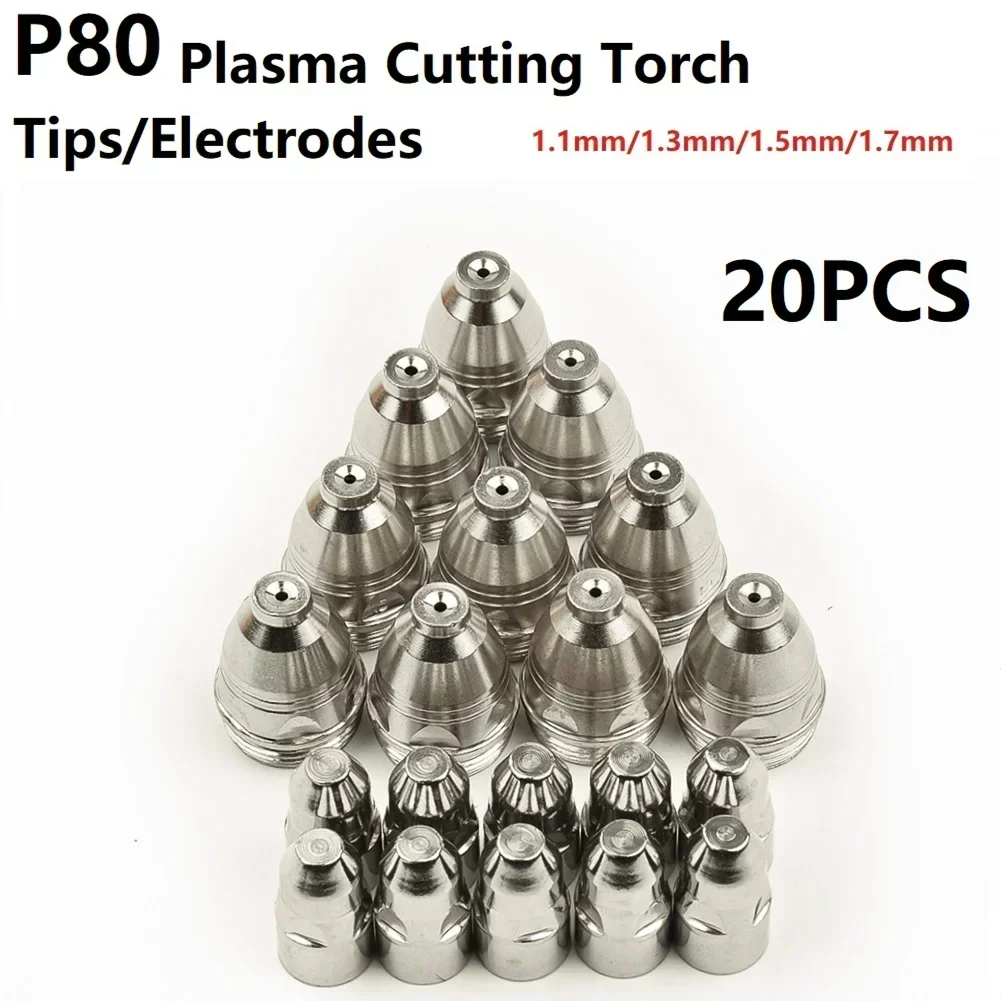 Imagem -06 - Bico do Eletrodo do Plasma P80 Tocha de Corte Bico do Eletrodo da Ponta 60a 80a 100a P80 Cnc 11 mm 13 mm 15 mm 17 mm 20 Pcs