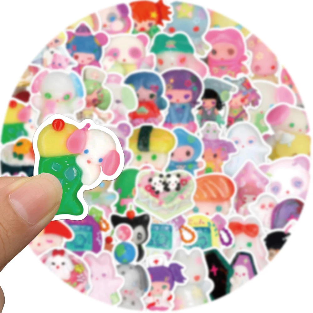 56PCS 3D Crystal Clay Girl Cute Stickers Skateboard Notebook Fridge Phone Guitar Luggage Decal Sticker Kids Toy image 3