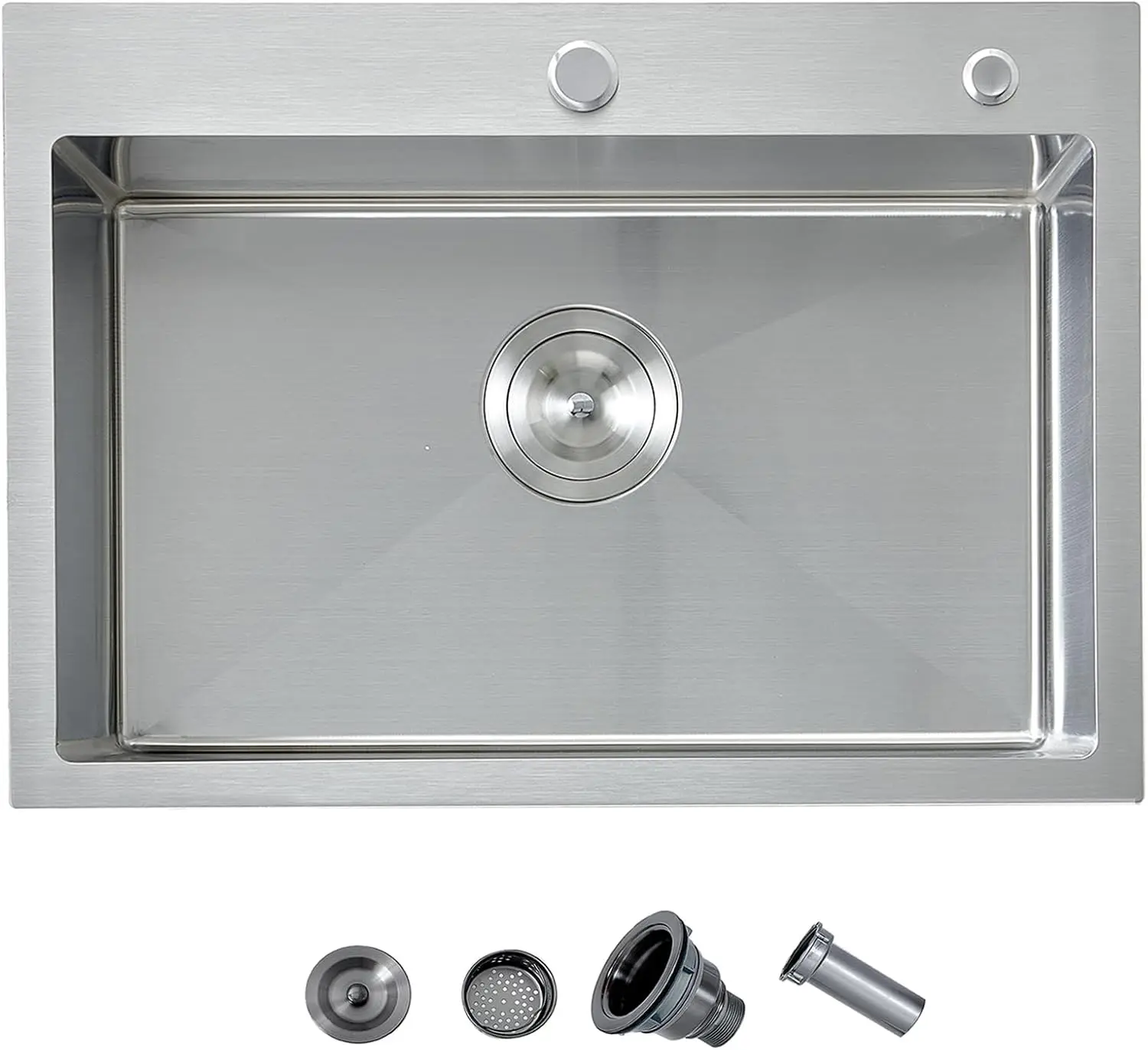 24 Inch Drop In Kitchen Sink, 304 Stainless Steel, Brushed Nickel