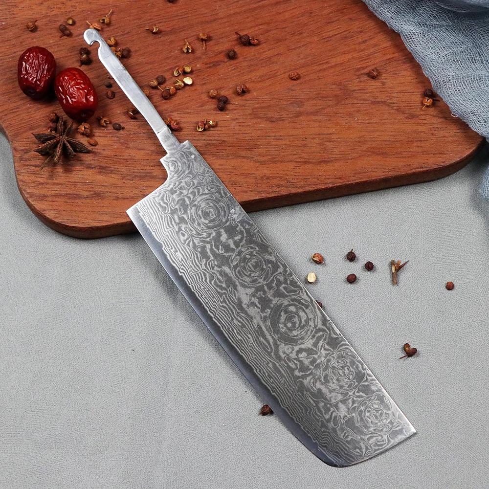 JUMCSONG DIY Blade Blank 67 layer Damascus VG10 Steel Core Semi-Finished Blade Utility Knife Santoku Small Vegetable Cutting