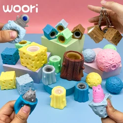 Mini wyskakujący ser mysz antystresowy Kawaii gadżety do kluczy brelok Fidget dla dorosłych dzieci torba na zabawki wisiorek