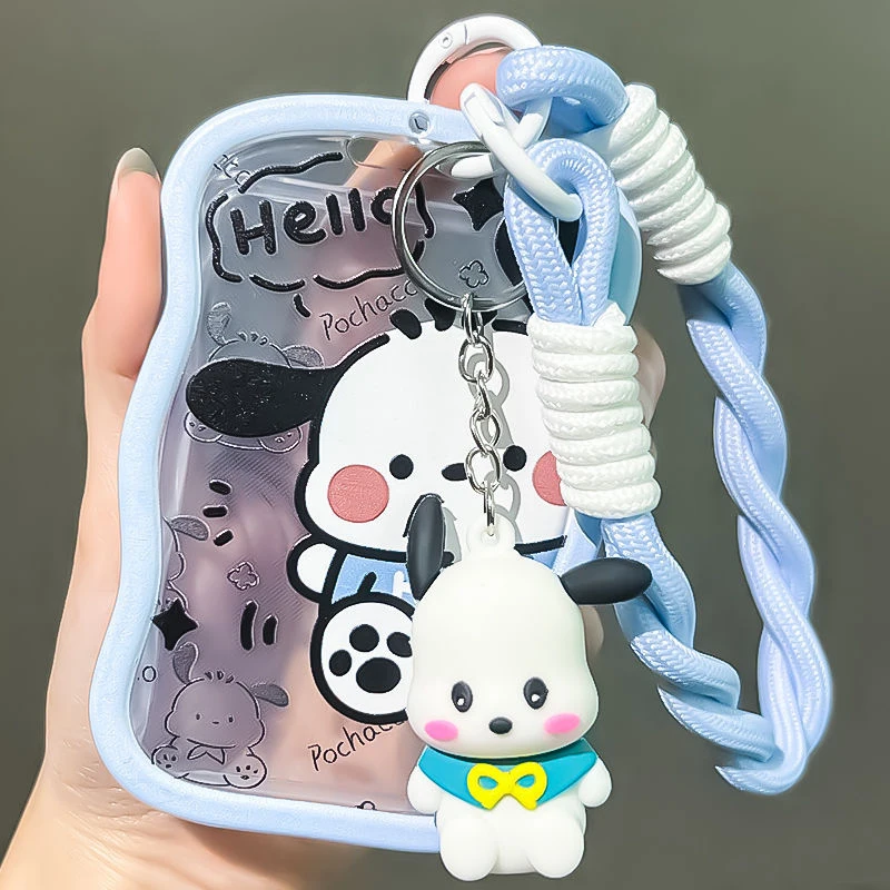 Transparente Foto Titular do Cartão, Sanrio Kawaii Olá Kitty Pochacco, Idol Foto Manga, Chaveiro Cartões Protector Case, Cartão de Estudante