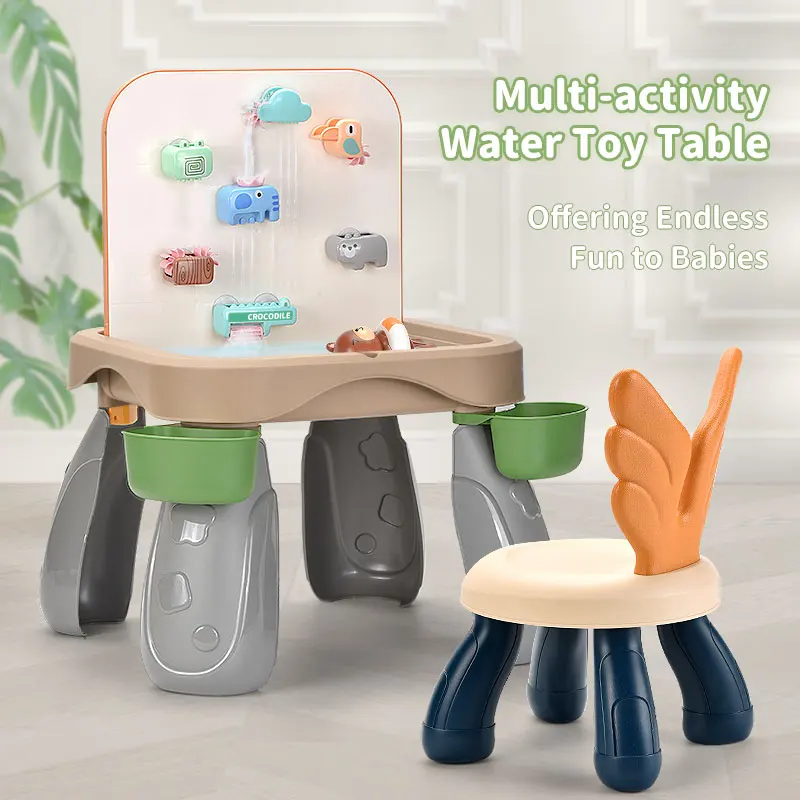 2-in-1 Multifunctional Kids' Learning and Play Table - Interactive Building Blocks and Water Play Center, Ideal for Early Educat