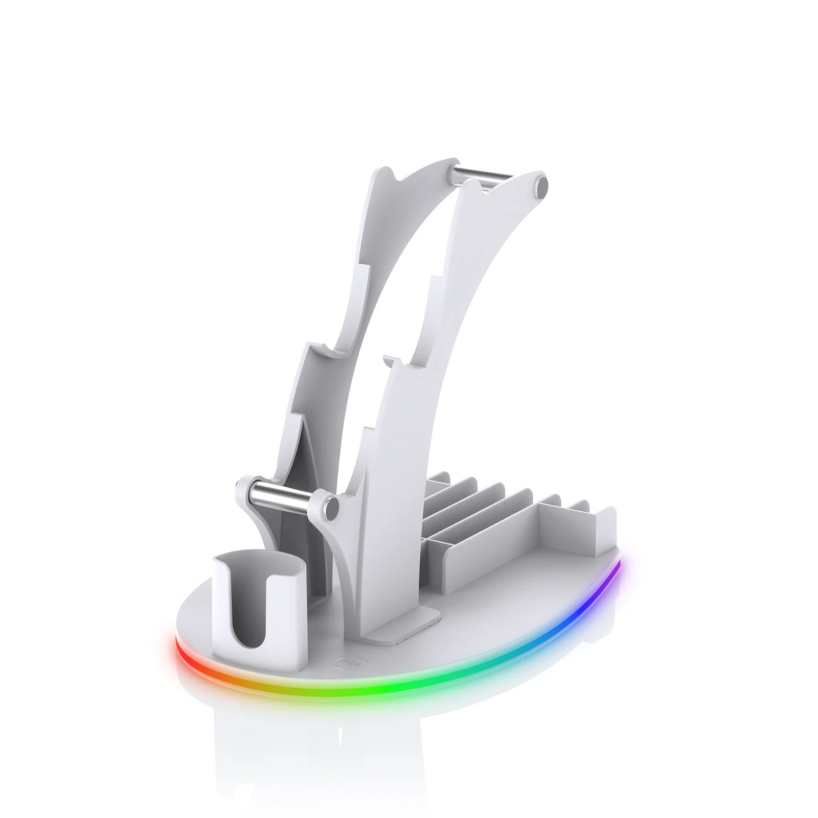 PS5 Desktop Storage Stand with RGB Lights Headphones/Controllers/Remote Players/Discs Illuminated storage rack Game accessories view 2