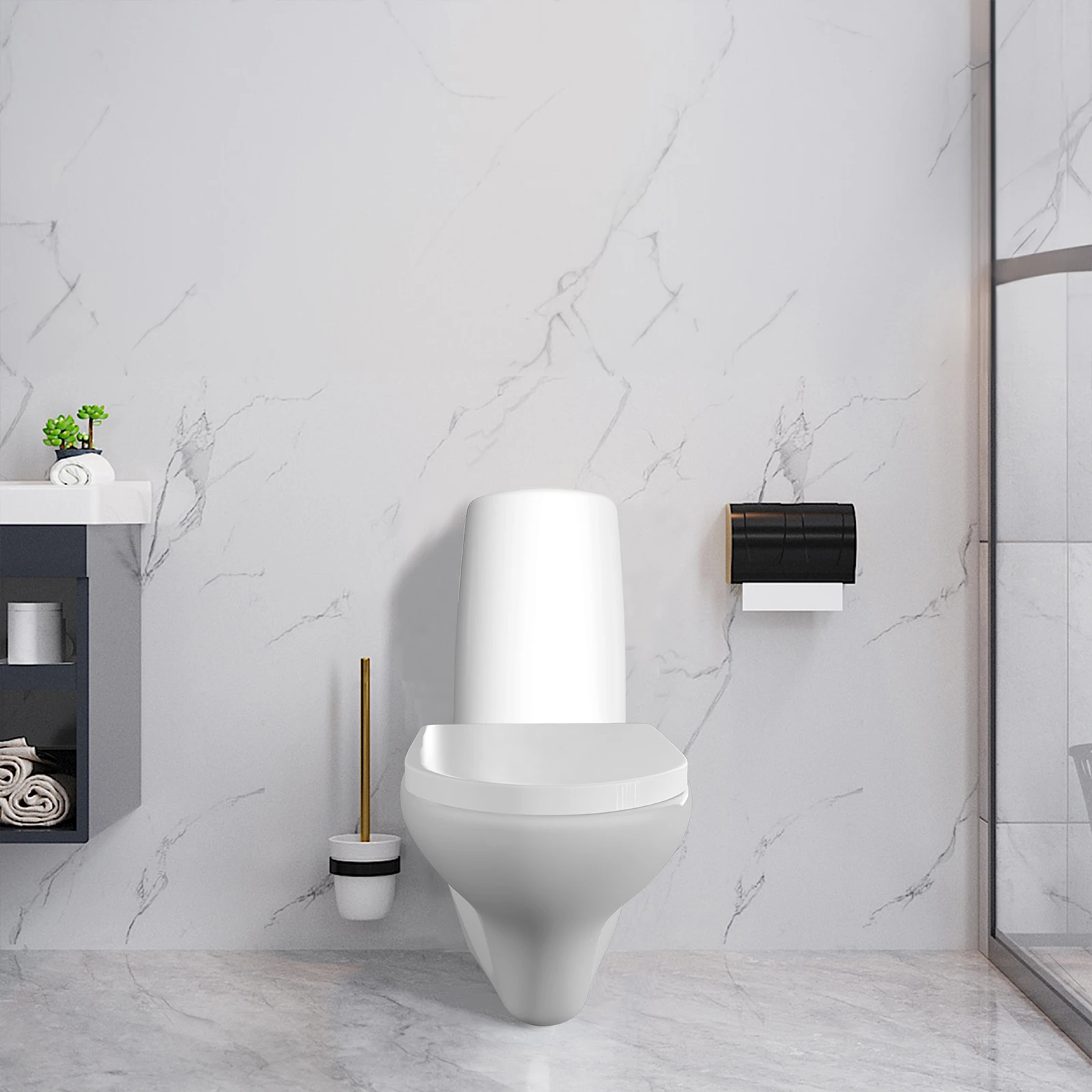 D-Shaped Toilet Seat Slow Close Quiet Lid Practical Handy Thickened Durable for Both Adults Children Safety Bathroom Accessories