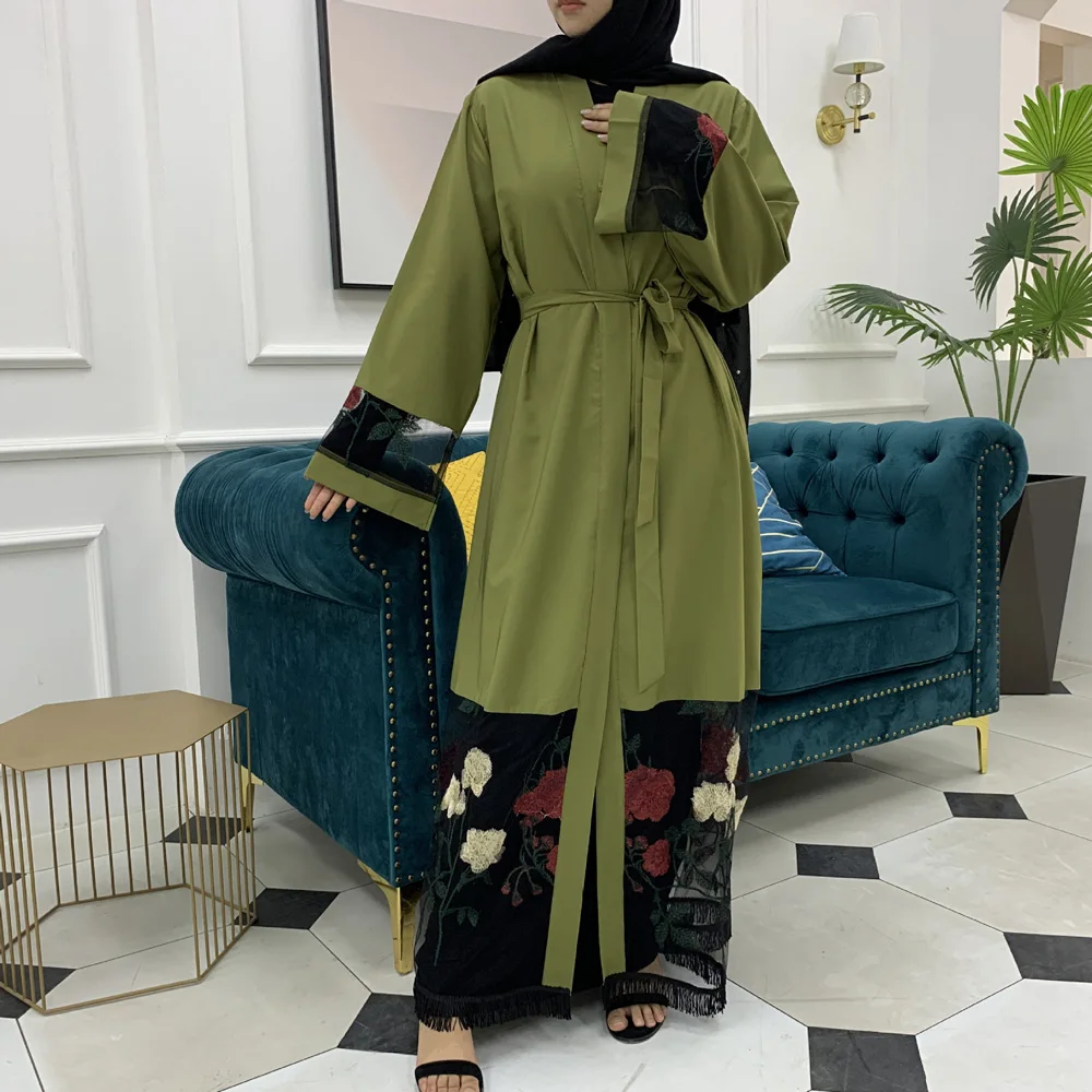 

Muslim Women Open Kimono Embroidery Patchwork Abaya Islamic Ramadan Arab Jilbab Kaftan Maxi Robe Cardigan Dubai Turkish Gown New