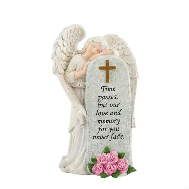 

Natural Memorial Garden Sculpture Religious Link Monument With Detailed Angel Carving Durable Resin Artwork J0MC