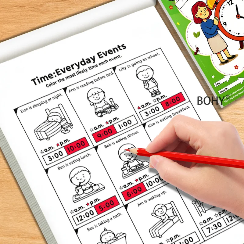 1 Reading Time Homework Book Include Various Clock Question 32 Pages Family Early Education Tutoring Logical Ability Cultivation