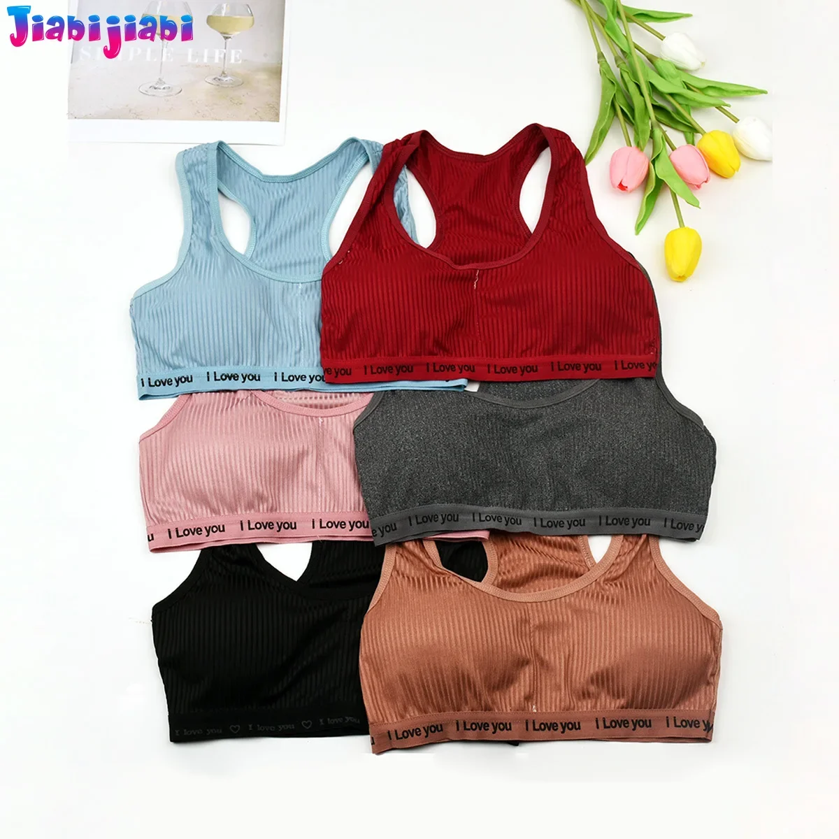 

Спортивный бюстгальтер для девочек из 3 предметов — майка со съемной подкладкой, комфорт беспроводной связи для детей — укороченный топ детского нижнего белья 9–15 лет