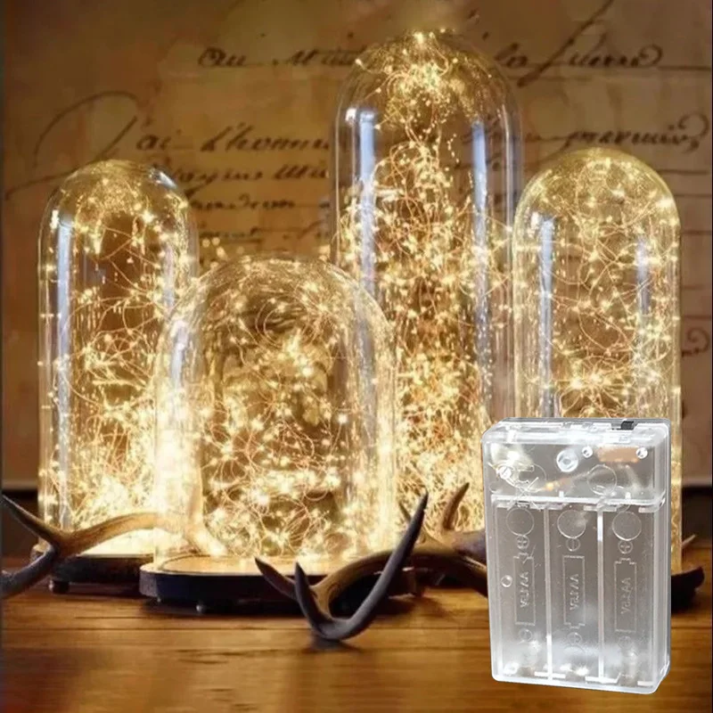 10/20/50/100LED String Lights Silver Wire Garland Light Battery Powered Fairy Lights for Christmas Wedding Party Decoration