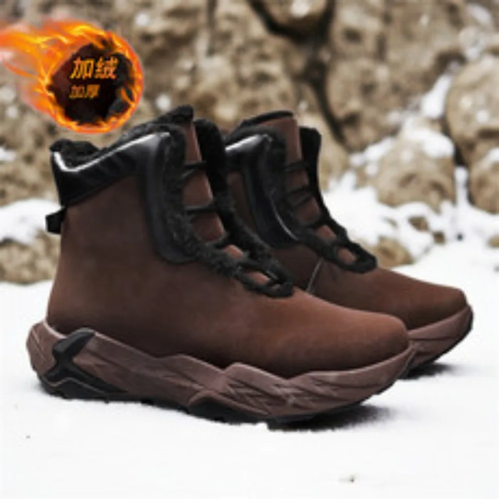 

Hiking Boots Men Waterproof Winter Snow Boots Fur lining Lightweight Trekking Shoes Warm Outdoor Sneakers Mountain Boots Men