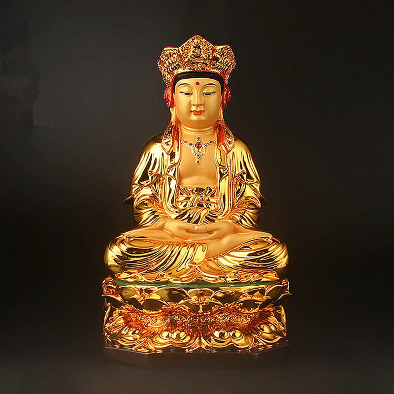 

26cm Super Big Resin Gold Plated Buddhist Exquisite Guanyin Auspicious Bodhisattva Guanyin Tibetan Statue/Figurne