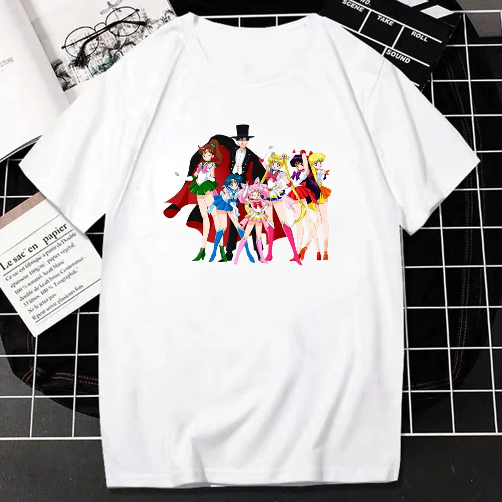 2024 New Sailor Moon Anime printed Tshirt Summer Fashion Casual Cute Fans Gift Tops Summer Casual Hipster Clothes Streetwear Tee