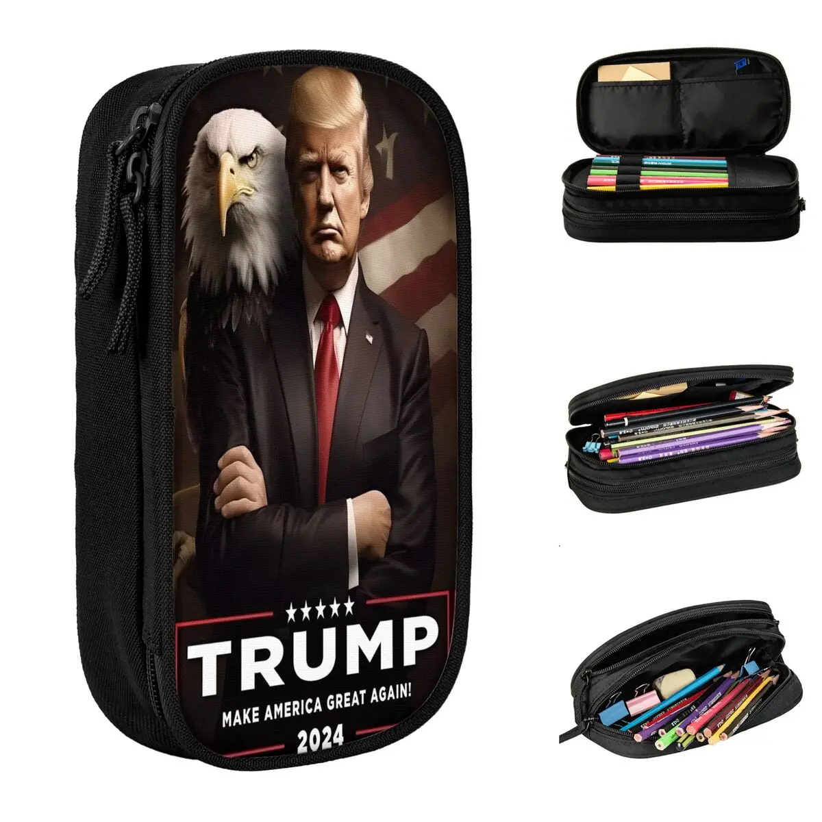 Trump Vance 2024 President Election Merch Pen Box Large Capacity For School Pen Case Gift