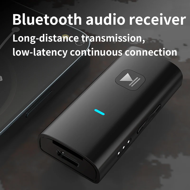 JINSERTA-Receptor Sem Fio, Bluetooth 5.0, Adaptador de Áudio, Leitor de Música MP3 com Microfone HD, Suporte para Celular, TF