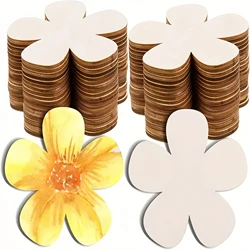 10Pcs Unfinished Wooden Flowers Cut Wooden Disc Handicrafts Blank Flower Shape Wood Ornaments Artistic Creation Flowers