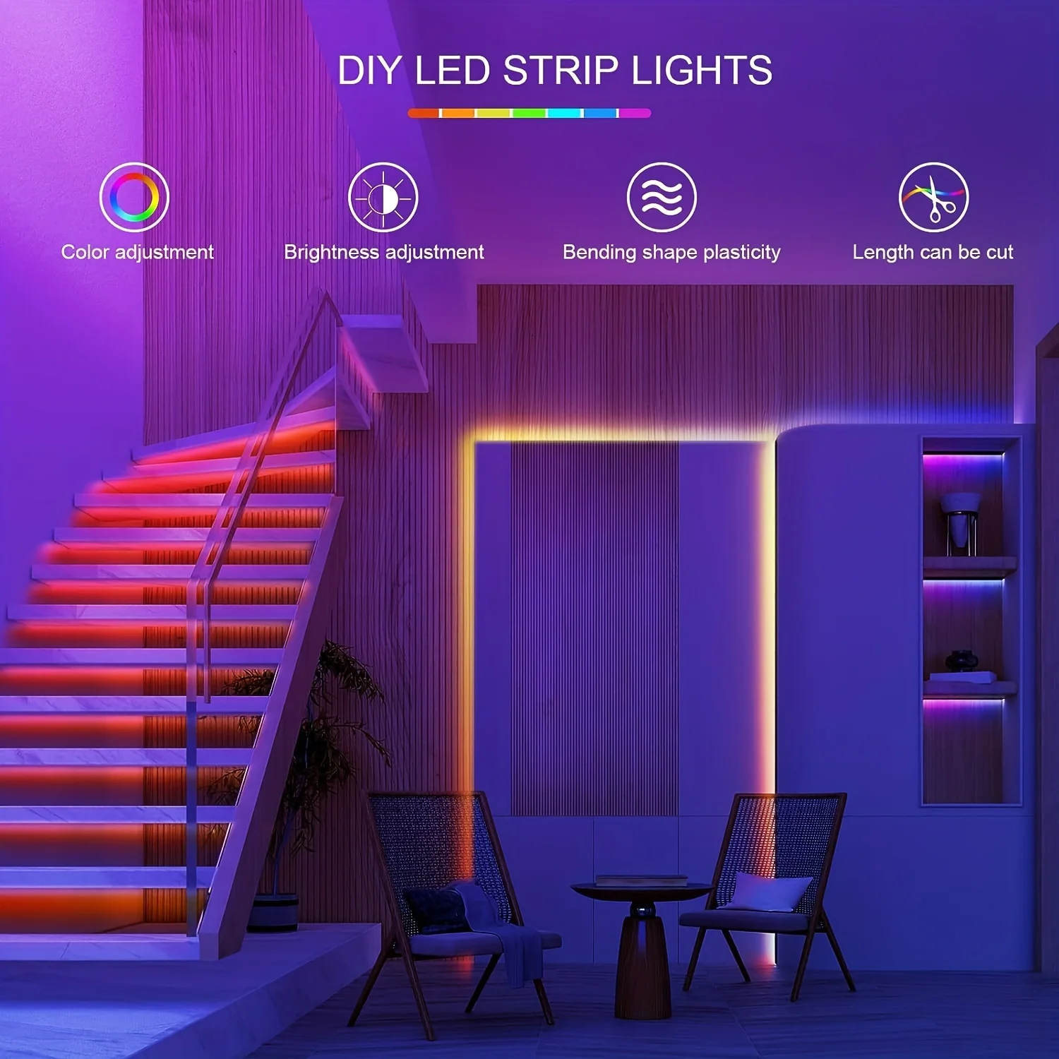 40m/30M/20M/15M RGB LED Strip Light, Flexible Ribbon DIY Tape Diode DC 24V, APP Control Music Sync for Christmas Room Gift Deco