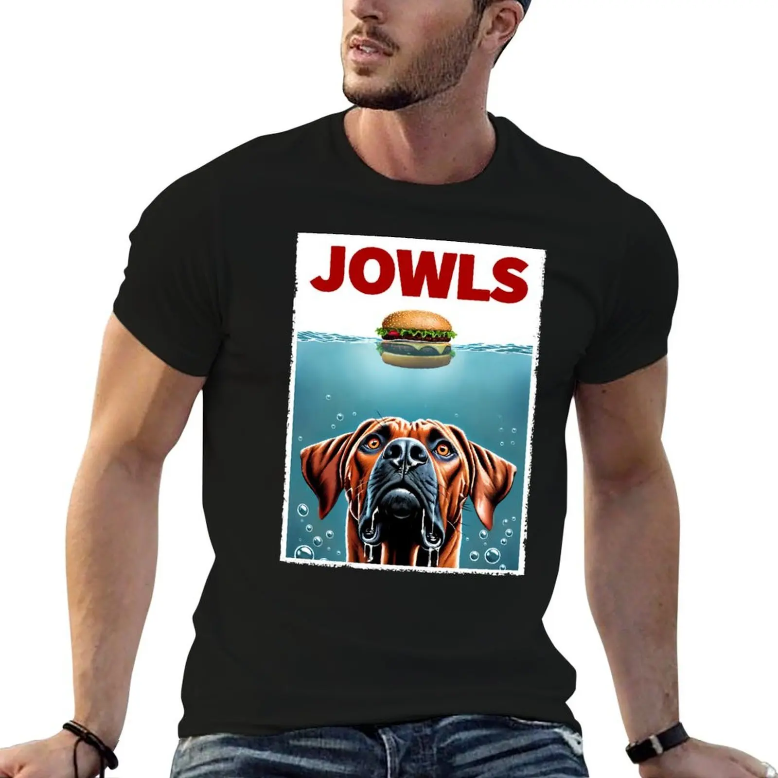 

Funny Rhodesian Ridgeback and Hamburger Parody Jowls Dog Lover T-Shirt t shirt for man man t shirt luxury T-Shirt