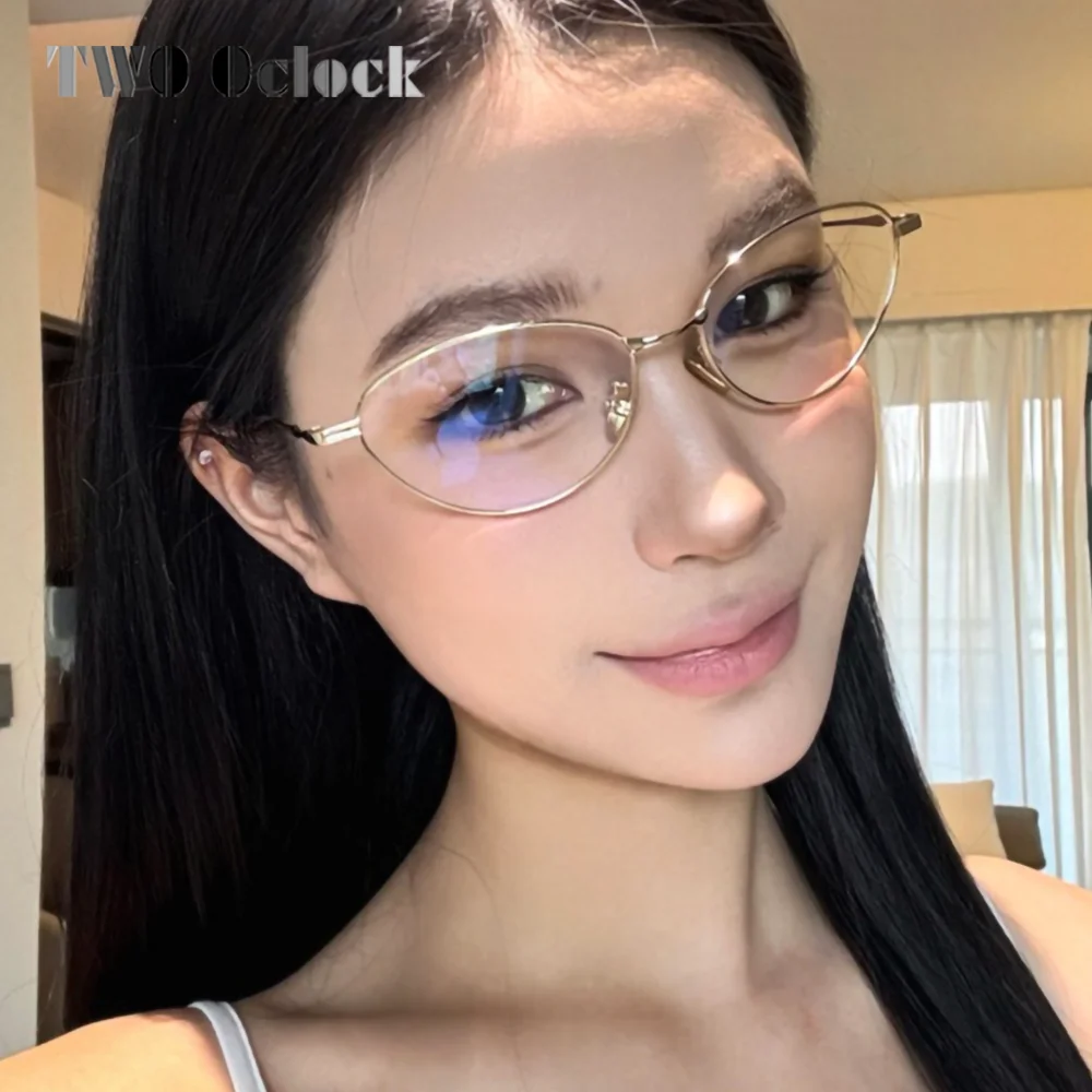 

Chic y2k Cat Eye Eyeglasses Frame Women Small Metallic Eyewear Frames Ladies Gold Silver Spectacles Plano Glasses Female Zero