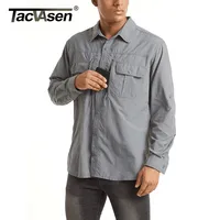 TACVASEN camisas de carga de verano para hombre, malla transpirable, manga larga, multibolsillos, camisas de trabajo, secado rápido, senderismo, pesca, al aire libre