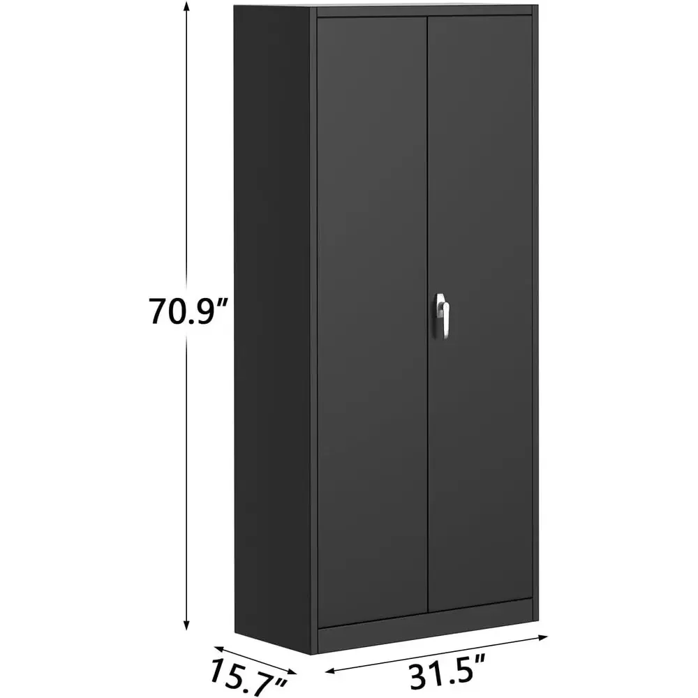 Secure Steel Storage Cabinet with 4 Adjustable Shelves for Tools, Suitable for Home, Garage, Office, and Workshop