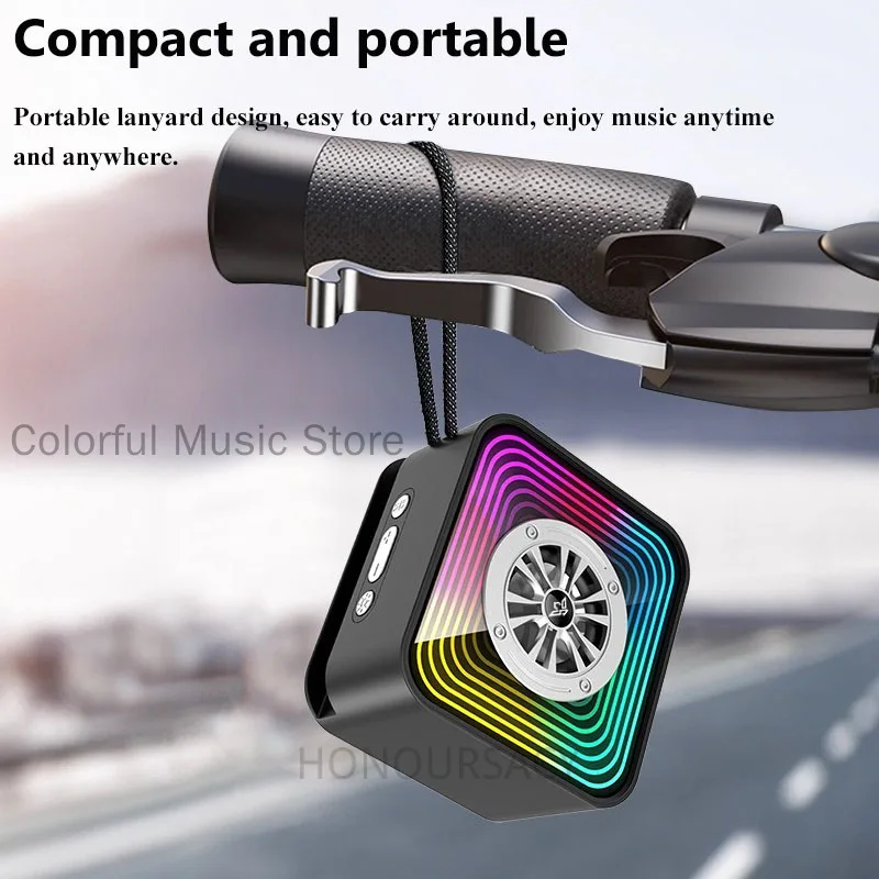 Bicicleta inteligente bluetooth alto-falante mini subwoofer colorido rgb iluminação carga usb portátil mp3 player de música com cartão tf usb dirve