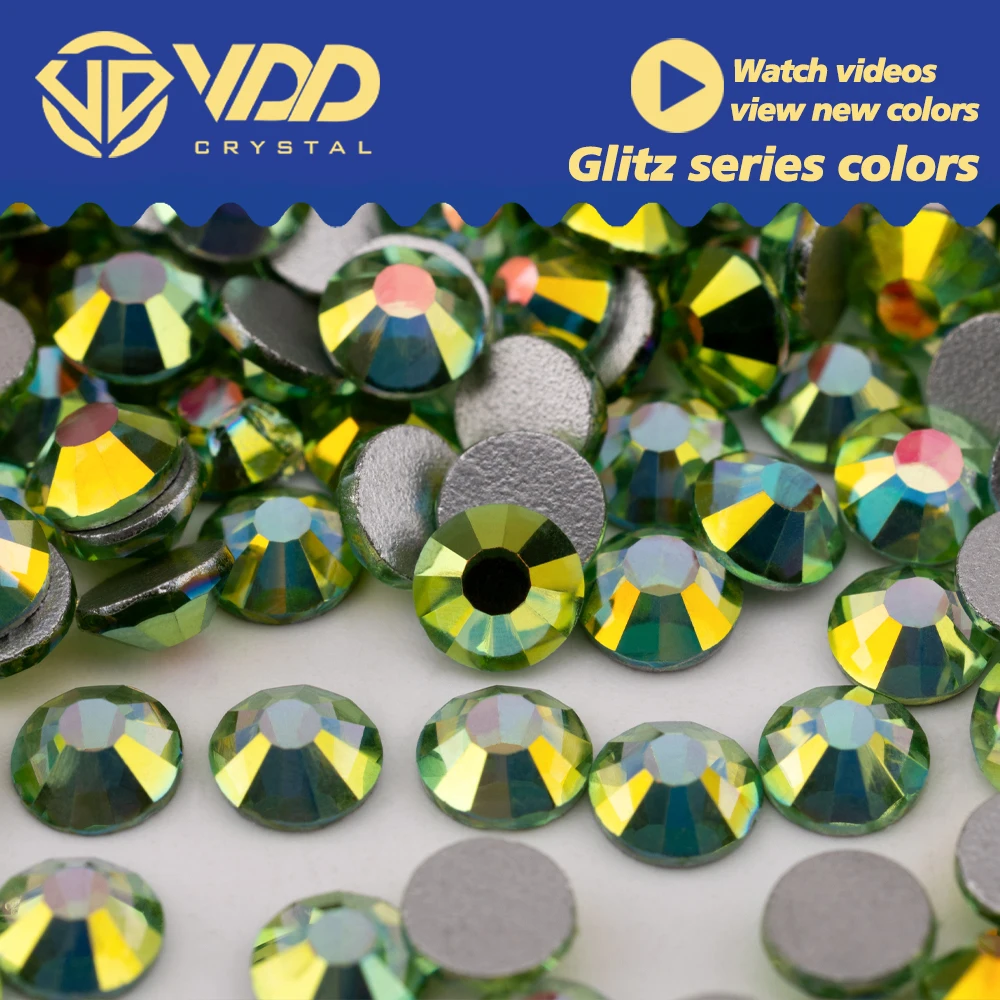 VDD 432 Glitz-Peridot SS4-SS30 diamantes de imitación de cristal de alta calidad Strass con parte posterior plana piedra de diamante para accesorios de decoración de uñas DIY