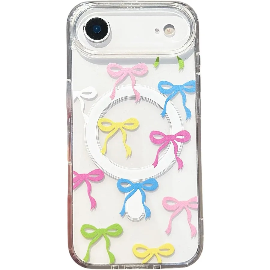 حافظة مغناطيسية لهاتف iPhone 17 Pro متوافقة مع غطاء الهاتف الجمالي ذو الشريط الشفاف اللاسلكي MagSafe المضاد للأصفر