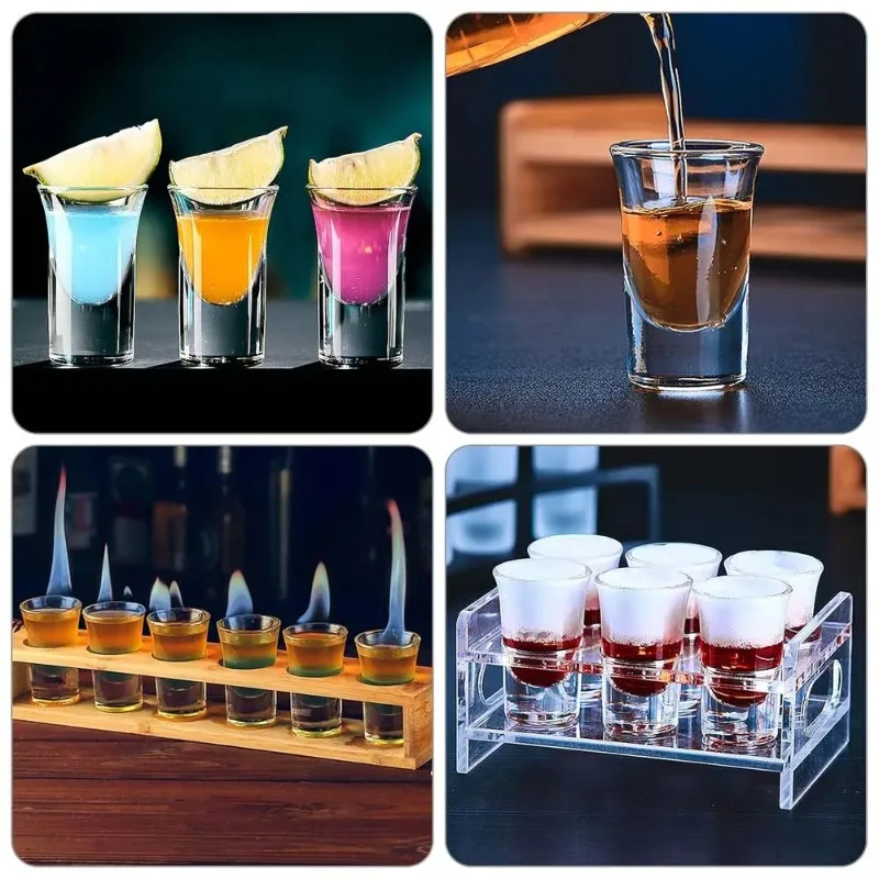 

2/4/6pcs Cocktails Glasses about 1oz Drinking Cups with Thick Bottom Clear Glass Strong Baijiu Wine Cup 30ml Glassware Cocktails