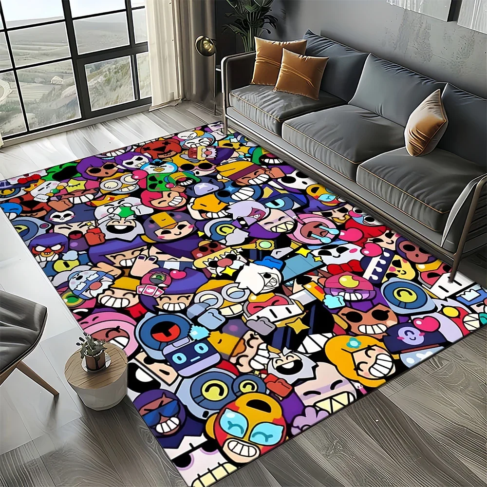 2025 New Style B-rawl Game S-Stars Cartoon Game Carpet Rug for Living Room Bedroom Home Sofa Decoration,Kids Non-slip Floor Mat
