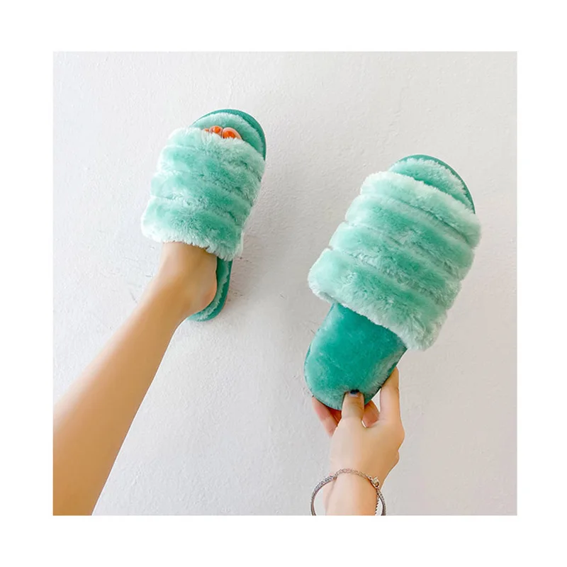 slippers women's large size home colorful leopard print one word plush cotton slippers BF11