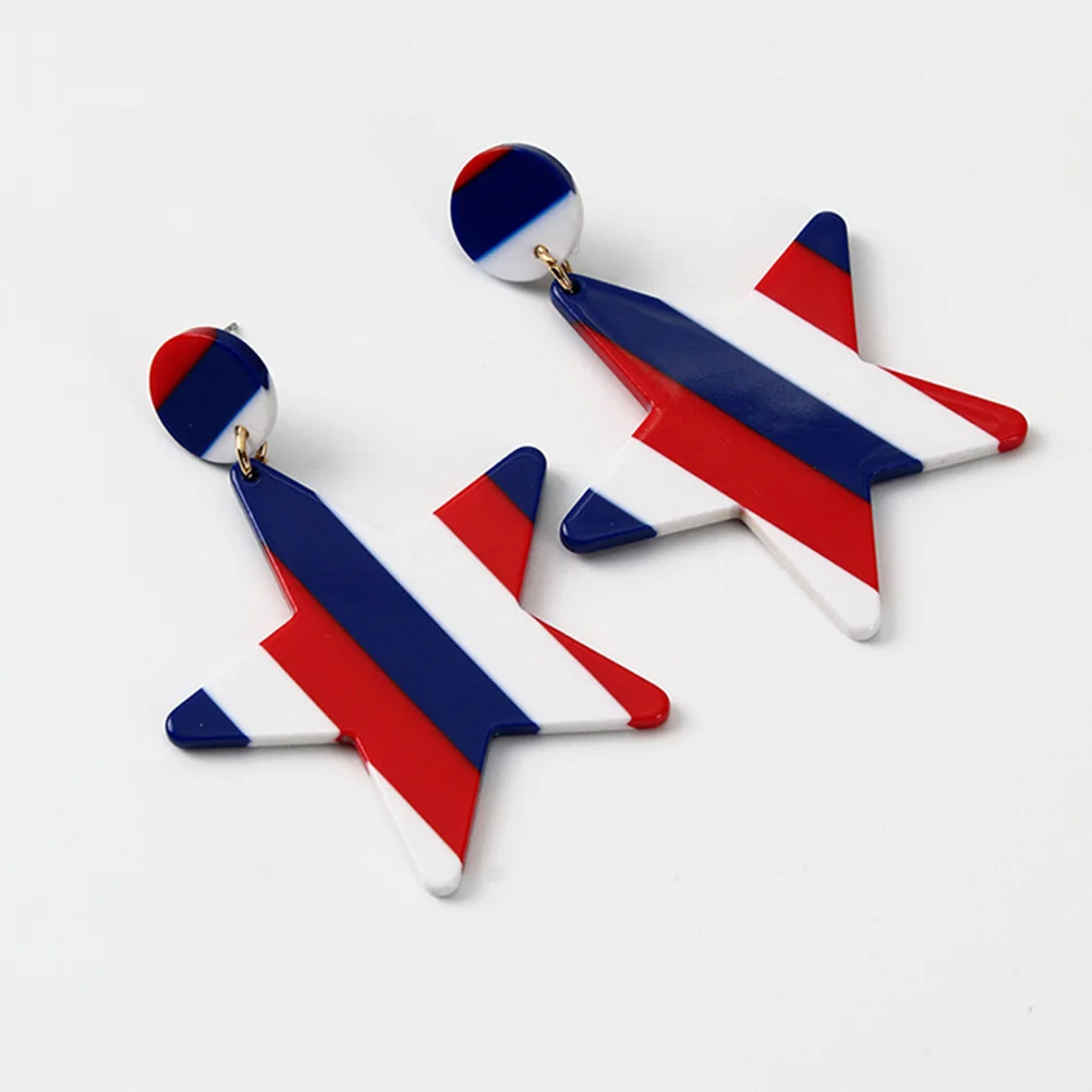

3 Pairs Stunning Ear Decorations Acrylic Fashion Earrings for Girls Independence Day Celebration