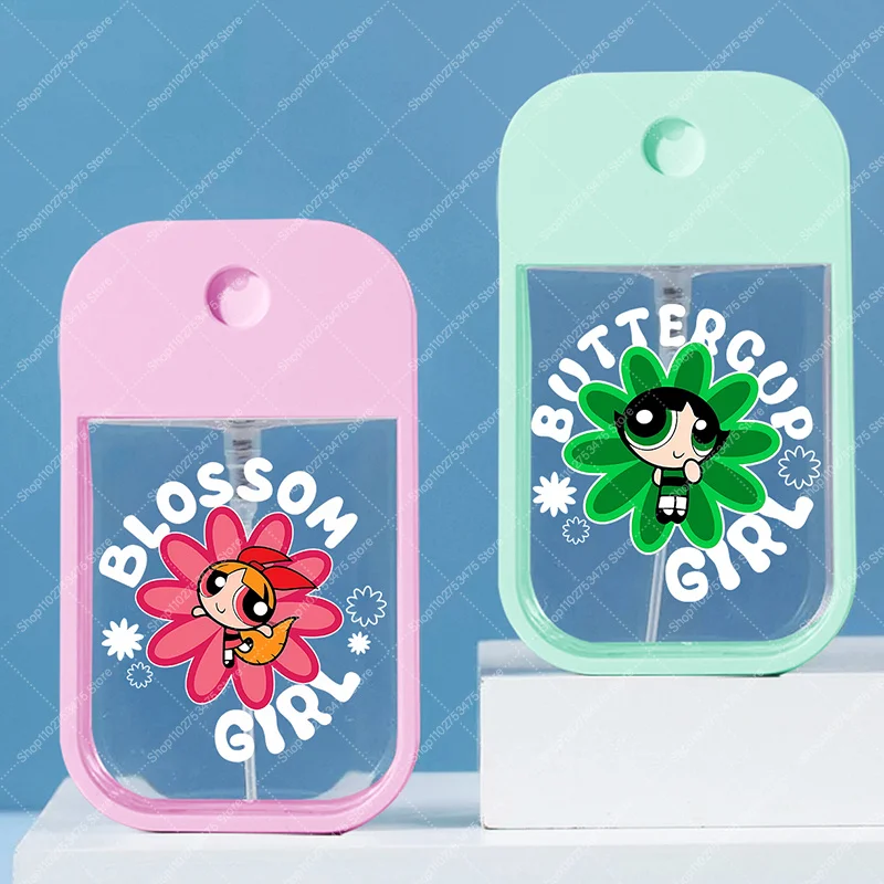 Botella de Perfume Kawaii de las Chicas Powerpuff, Linda Botella de Spray de 45 ml, Envase Portátil para Viajes, Botella de Plástico para Alcohol