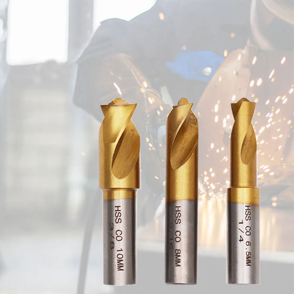 3Pcs 6.5/8/10mm High Strength Spot Weld Cutter Drill Bit Titanium Plating Sawtooth Point Countersink Bit for Wood Steel Milling