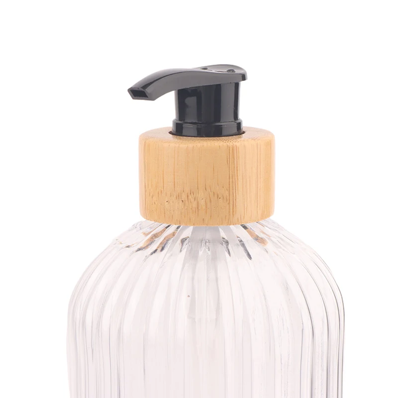 500ml Strip Soap Dispenser With Bamboo Pump Refillable Bottle Shampoo Conditioner  Body Wash Empty Container Bathroom Supplies