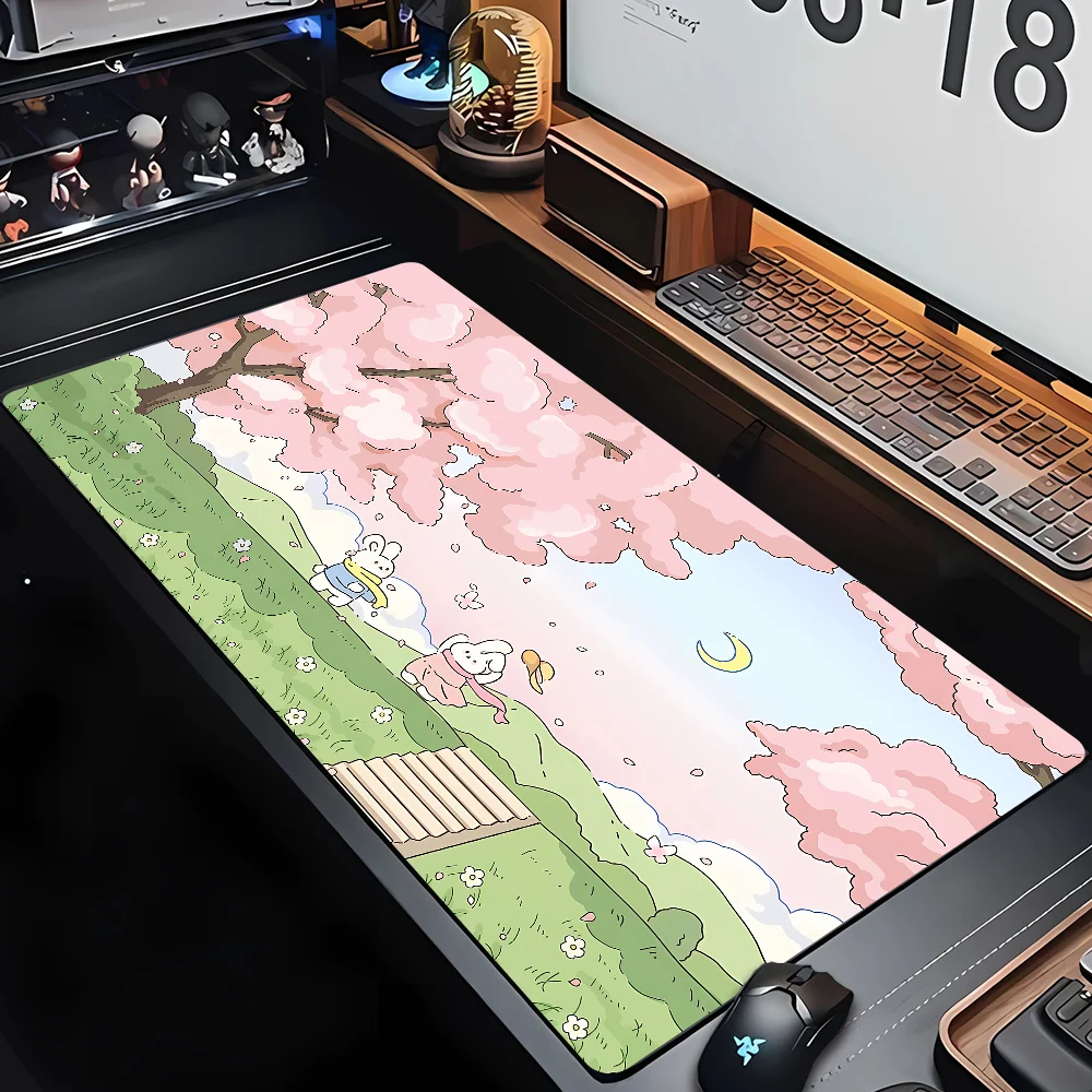 لوحة ماوس ألعاب ناعمة من السيليكون على شكل أرنب لطيف، لوحة مفاتيح كبيرة، لوحة ماوس توبوغرافية للوحة المفاتيح مع حصيرة طاولة مضادة للانزلاق #2
