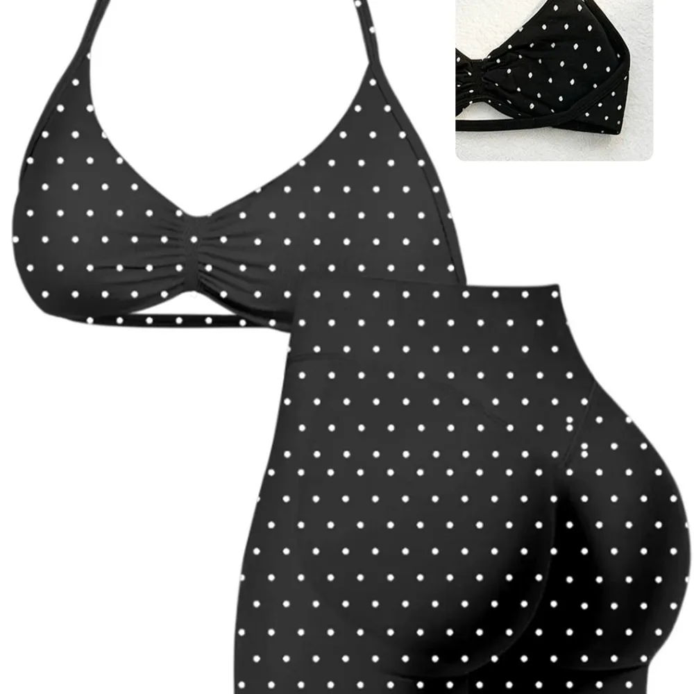Seamless Yoga Set Women 2 Piece Backless Halter Sports Bra & High Waist Scrunch Leggings Push Up Gym Workout Outfit Brazilian 2