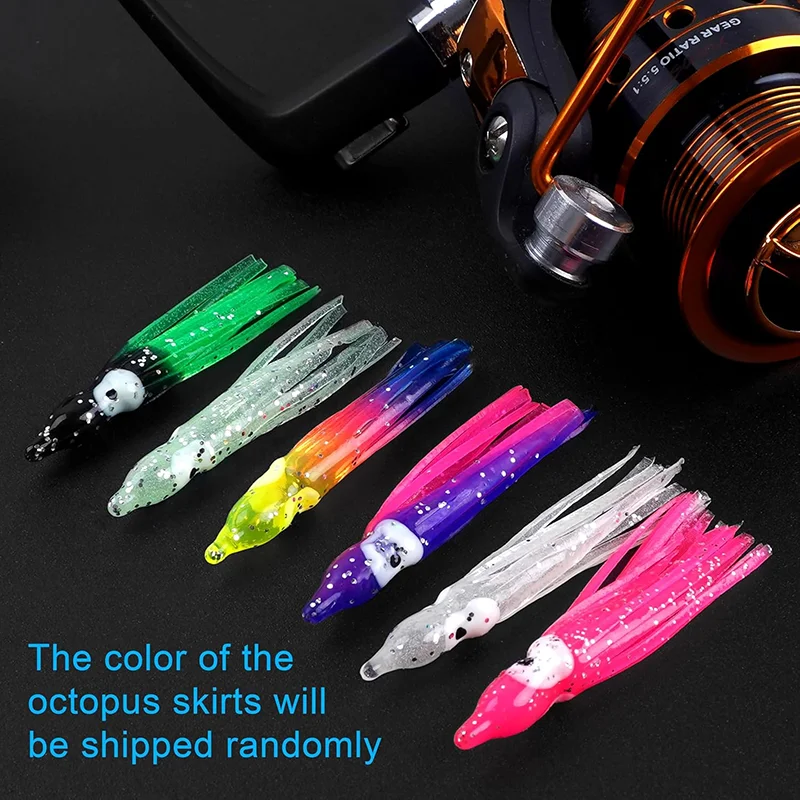 Luminous Squid Skirt Lure Soft Silicone Octopus Bait 5-12cm Assorted Colors Fresh Saltwater Night Bass Tuna Fishing Tackle - view 6