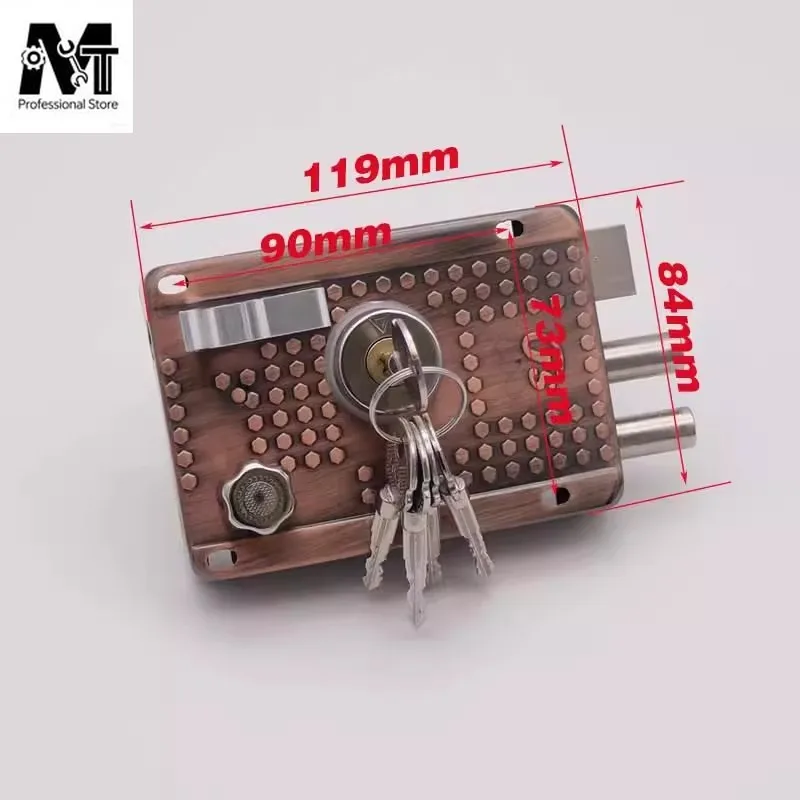 Exterior Iron Door Locks Security Anti-theft Lock Multiple Insurance Lock Wood Gate Lock For Furniture Hardware