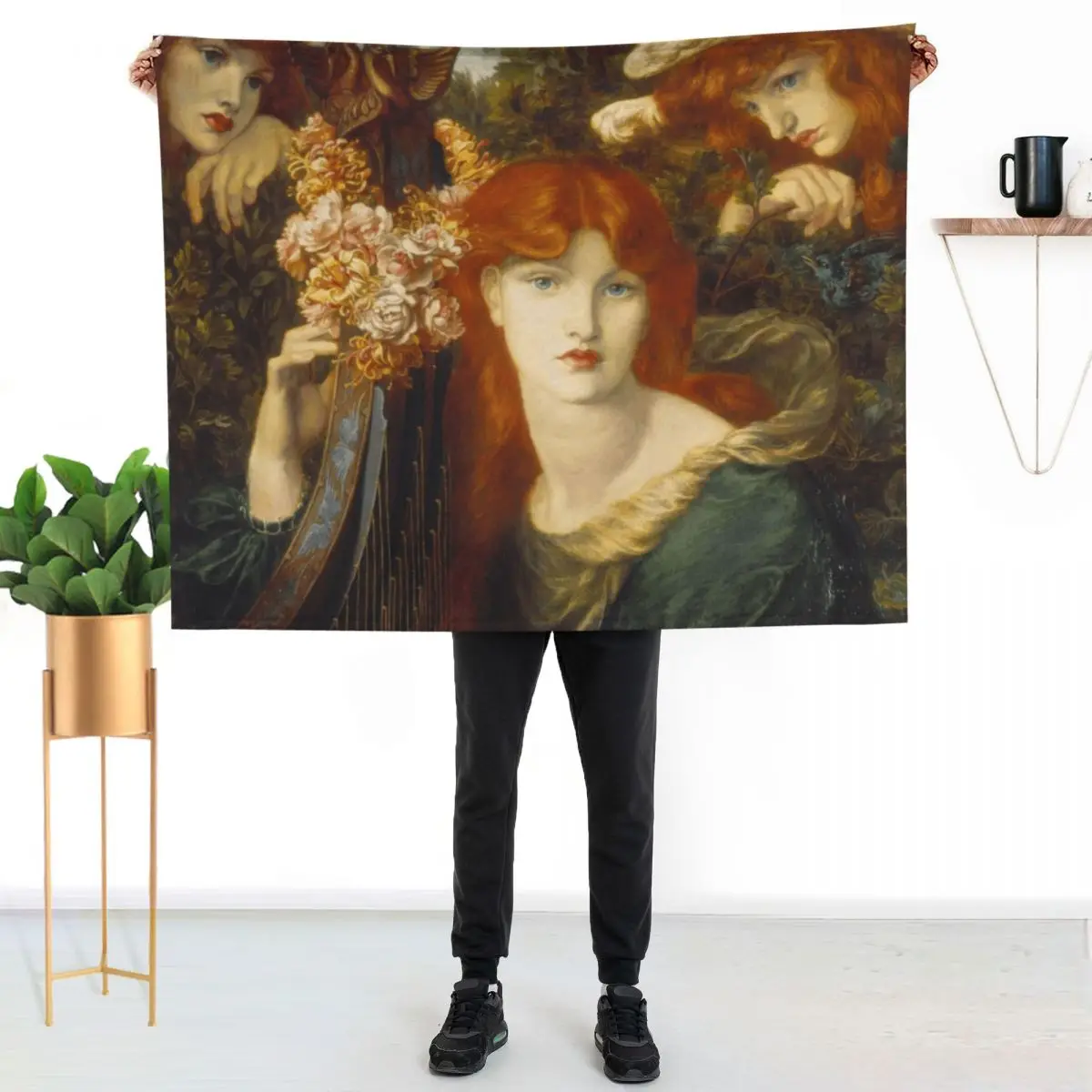 La Ghirlandata (1873) by Dante Gabriel Rossetti Throw Blanket Loose Softest Sofa Quilt Large warm winter Retros Blankets