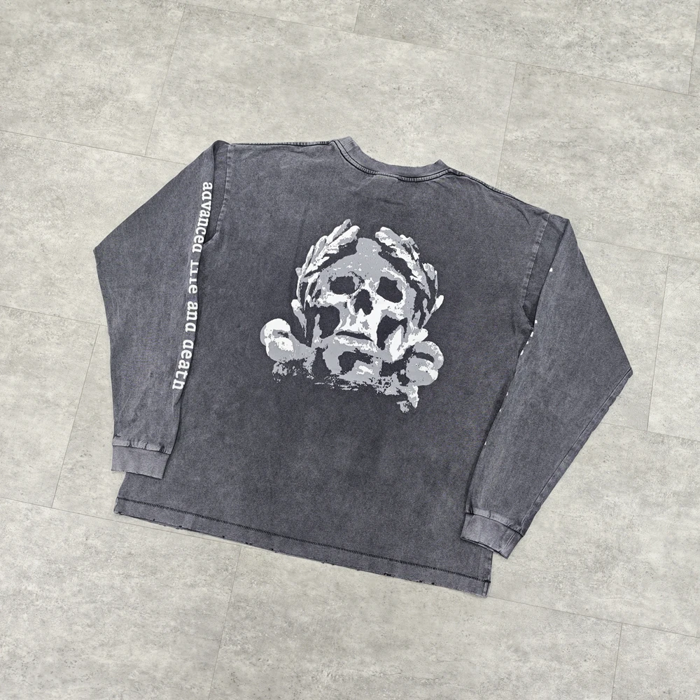 Yao Fashion SAINT OF MICHAEL Washed Old Retro Loose Baggy High Street Casual Simple Style Tops Long