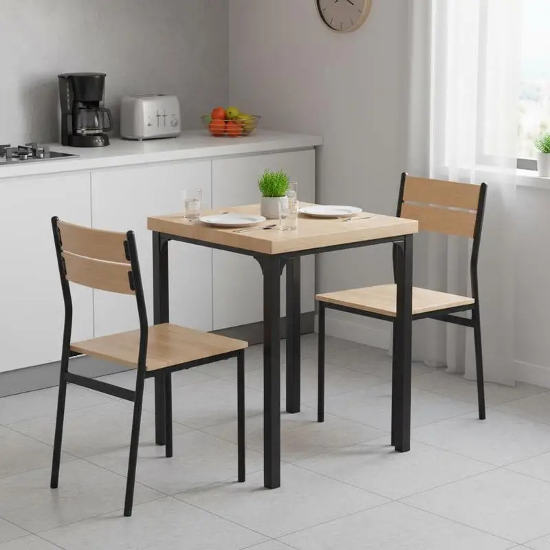 

Three-Piece Minimal and Compact Dining Set, Light Wood Grain