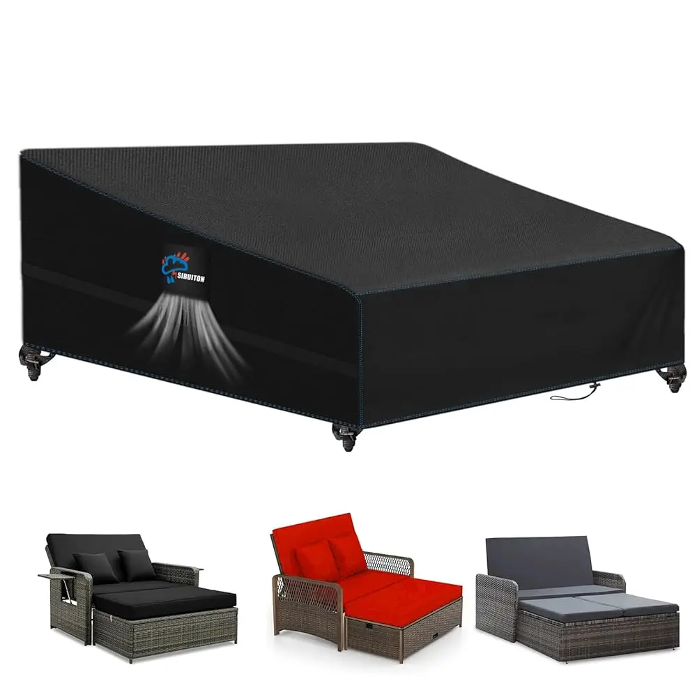 

Garden Patio Rattan Daybed Cover Patio Bed Cover, Heavy Duty 420D Waterproof Outdoor Double Sofa/Patio Bed Lounger Covers, 61""