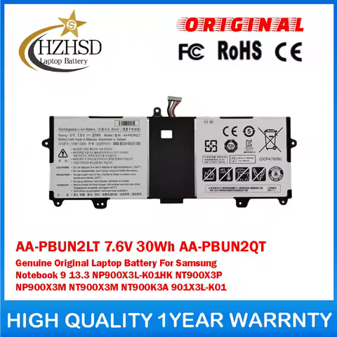 AA-PBUN2LT 7.6V 30Wh AA-PBUN2QT Genuine Original Laptop Battery For Samsung Notebook 9 NP900X3L-K01HK NT900X3P NP900X3M NT900X3M